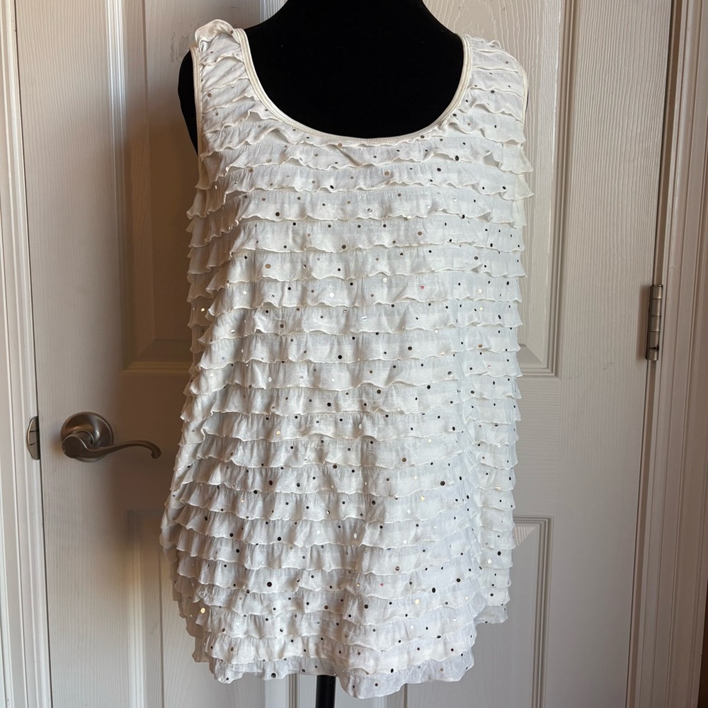 J.T.B Y2K Ruffle Sequin Vintage Tank Top